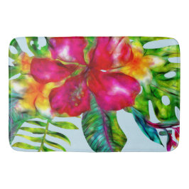 アロハブライト電気ポップ・アートの熱帯フローラ バスマット