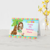 アロハブラウンヘアガール カード (黄色い花)