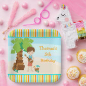 アロハブラウンヘアボーイパーティー ペーパープレート (パーティー)