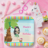 アロハブラックヘアガールパーティー ペーパープレート (パーティー)