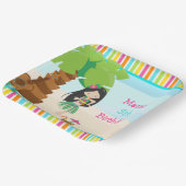 アロハブラックヘアガールパーティー ペーパープレート (傾斜あり)