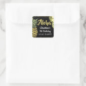 アロハブラック金ゴールドグリッターパイナップルフローラ誕生日 スクエアシール (バッグ)