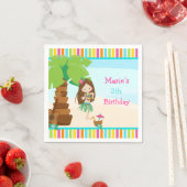 アロハブルネットヘアガールパーティー スタンダードカクテルナプキン (インサイチュ)