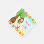 アロハブルネットヘアガールパーティー スタンダードカクテルナプキン (角)