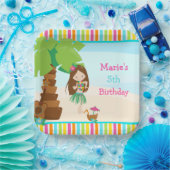 アロハブルネットヘアガールパーティー ペーパープレート (パーティー)