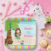 アロハブルネットヘアガールパーティー ペーパープレート (パーティー)