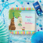 アロハブロンドヘアガールパーティー ペーパープレート (パーティー)