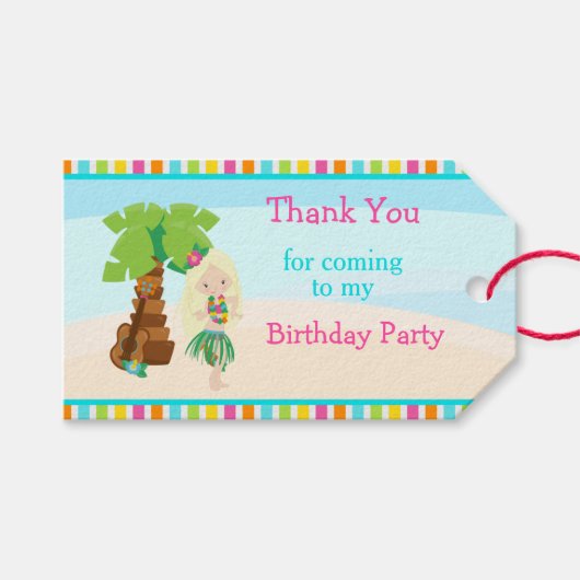 アロハブロンドヘアガール ギフトタグ (正面(横))