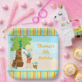 アロハブロンドヘアボーイパーティー ペーパープレート (パーティー)