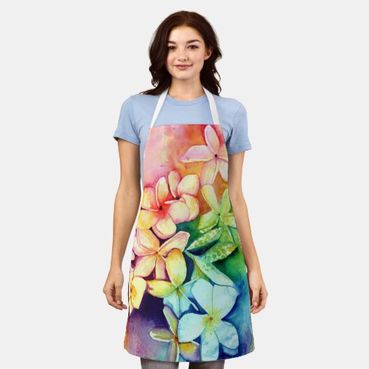 アロハプルメリア エプロン (着用した状態)