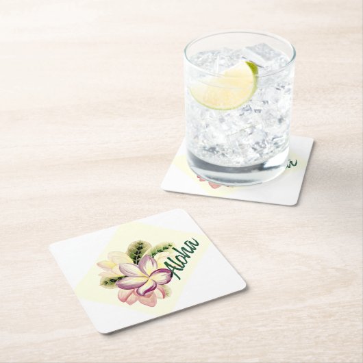 アロハプルメリア スクエアペーパーコースター (インサイチュ)