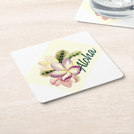 アロハプルメリア スクエアペーパーコースター (アングル)