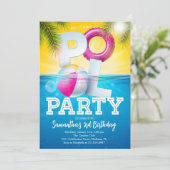 アロハプールパーティーフローラ誕生日 招待状 (スタンド正面)