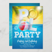 アロハプールパーティー誕生日 招待状 (正面/裏面)