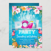 アロハプールパーティー誕生日 招待状 (正面/裏面)
