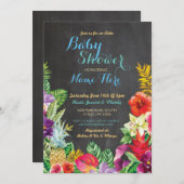 アロハベイビーシャワートロピカルルアウ男の子青い招待状 招待状 (正面/裏面)