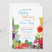 アロハベイビーシャワートロピカルルアウ（ハワイ式宴会）ボーイブルー招待状 招待状 (正面/裏面)