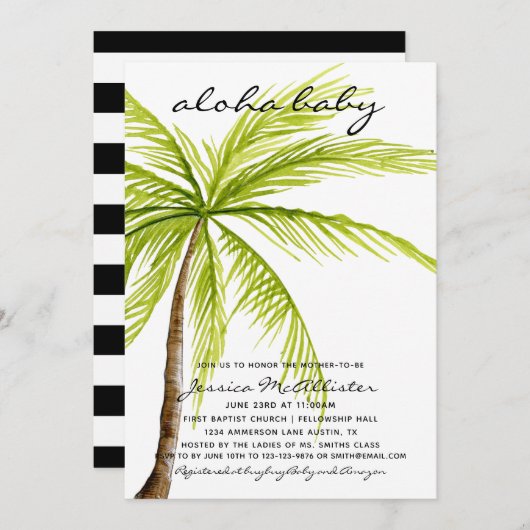 アロハベイビー トロピカルパーム ベビーシャワー招待状 招待状 (正面/裏面)