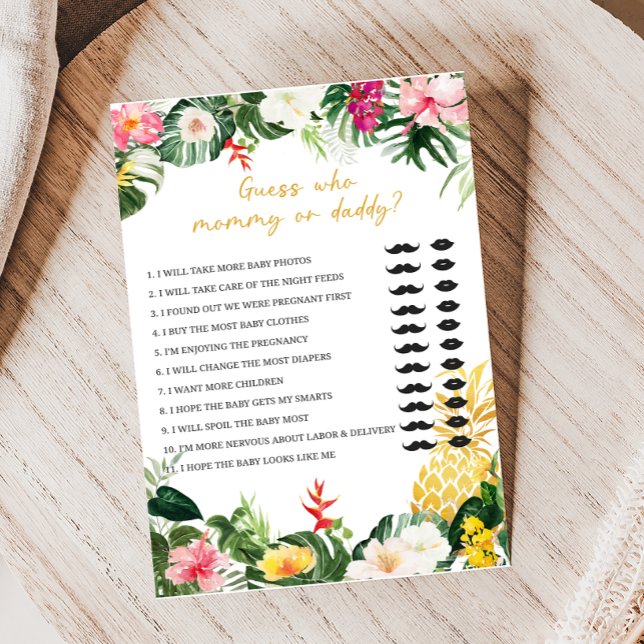 アロハベイビー パイナップルベイビーシャワーの推理ゲーム 誰が誰 (Aloha Baby Shower Game)