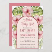アロハベビーガールトロピカルシャワーフローラ水彩 招待状 (正面/裏面)