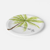 アロハベビーシャワーの熱帯ヤシの木の島のビーチ ペーパープレート (アングル)