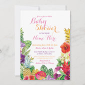 アロハベビーシャワーの熱帯ルアウ（ハワイ式宴会）のピンクの招待 招待状 (正面)