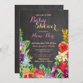 アロハベビーシャワーの熱帯ルアウ(ハワイ式宴会)の女の子のピンクの招待 招待状 (正面/裏面)