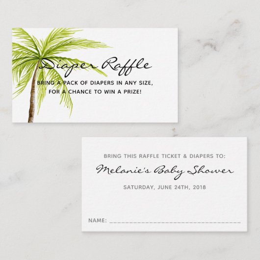 アロハベビーシャワートロピカルおむつラッフルチケット エンクロージャーカード (正面/裏面)