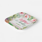 アロハベビーシャワートロピカルルアウ（ハワイ式宴会）ガールピンク ペーパープレート (傾斜あり)