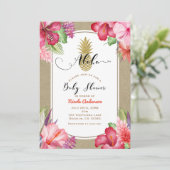 アロハベビーシャワートロピカル金ゴールドパイナップルフローラ 招待状 (スタンド正面)