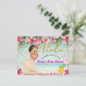 アロハベビーシャワーハワイアンビーチパーティーレトロ インビテーションポストカード (スタンド正面)