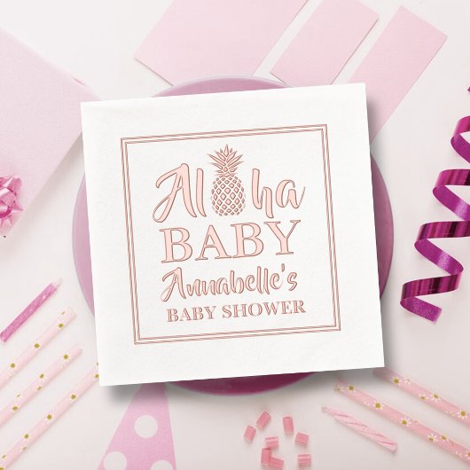 アロハベビートロピカルパイナップルベビーシャワー 箔ナプキン