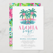 アロハベビートロピカルパームツリーベビーシャワー 招待状 (正面/裏面)