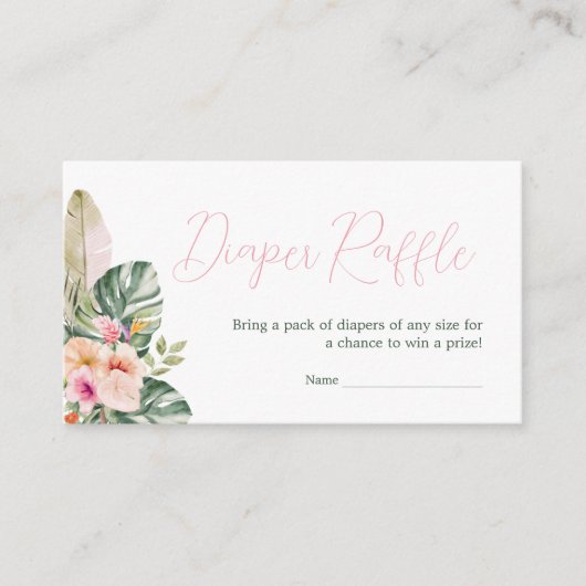 アロハベビートロピカルベビーシャワーおむつラッフル エンクロージャーカード (正面)