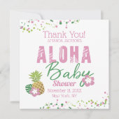 アロハベビーピンクグリーン熱帯パイナップルありがとう サンキューカード (正面)