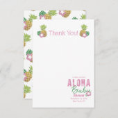 アロハベビーピンクグリーン熱帯パイナップルありがとう サンキューカード (正面/裏面)