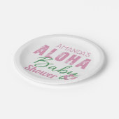 アロハベビーピンク&グリーントロピカルガールベビーシャワー ペーパープレート (アングル)