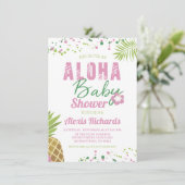 アロハベビーピンク&グリーントロピカルガールベビーシャワー 招待状 (スタンド正面)