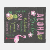 アロハベビーピンク&グリーン熱帯ベビー誕生統計 フリースブランケット (正面(横))