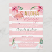 アロハベビーフラミンゴベイビーシャワー招待状、 招待状 (正面/裏面)