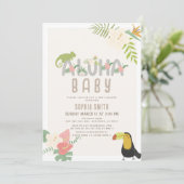 アロハベビー熱帯フローラトゥーカンベビーシャワー 招待状 (スタンド正面)