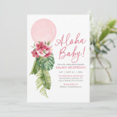 アロハベビー熱帯フローラバルーンベビーシャワー 招待状 (スタンド正面)