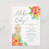 アロハベビー熱帯フローラパイナップルシャワー 招待状 (正面/裏面)