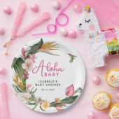 アロハベビー熱帯フローラリースベビーシャワー ペーパープレート (パーティー)