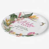アロハベビー熱帯フローラリースベビーシャワー ペーパープレート (アングル)