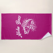 アロハベース – ハワイアンピンク ビーチタオル (正面)