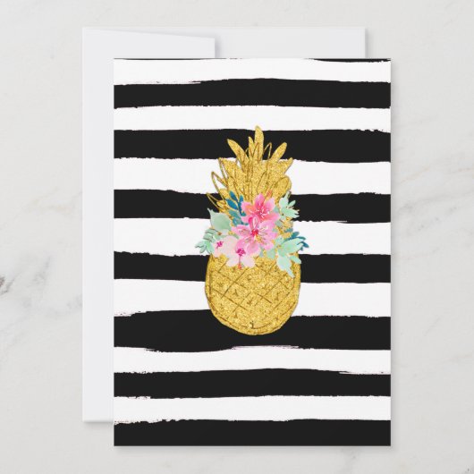 アロハホットピンクトロピカルルアウ(ハワイ式宴会)フラミンゴ誕生日 招待状 (裏面)