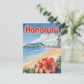 アロハホノルルヴィンテージ旅行ポスター ポストカード (スタンド正面)