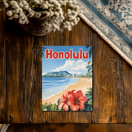 アロハホノルル ビンテージ旅行ポスター ポストカード