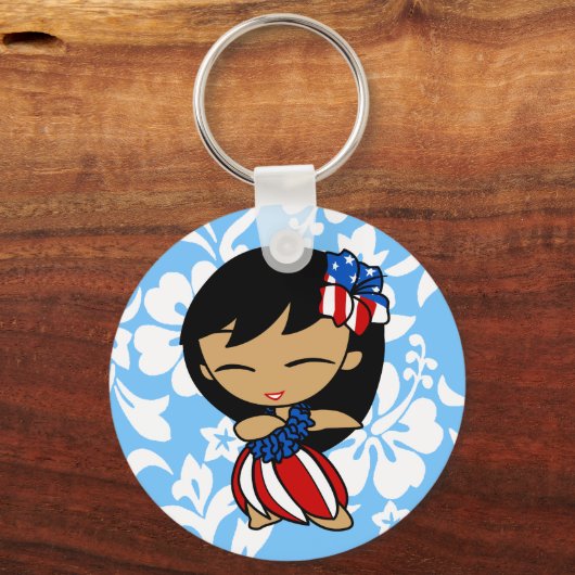 アロハミツハワイアンハイビスカス愛国的キーチェーン キーホルダー (正面)